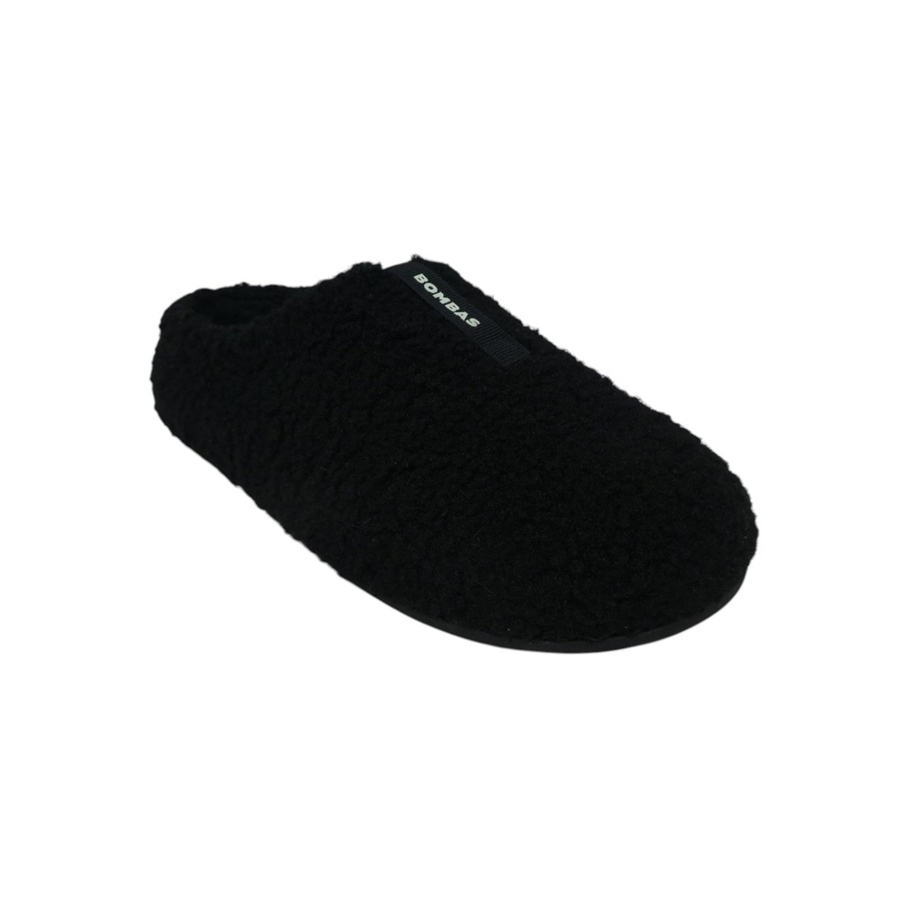 Bombas Sherpa Slipper Shoes Women 7 Black Fuzzy Slip On Cozy Loungewear